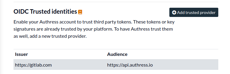 GitLab OIDC Trusted Provider