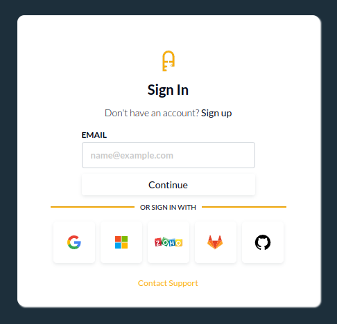 The login choose page