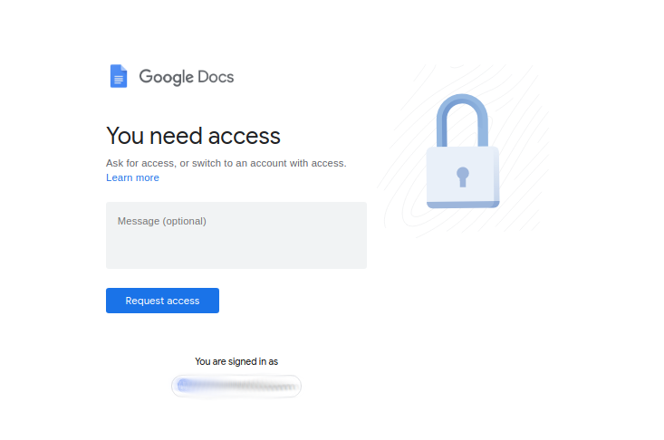 Google - no access to file