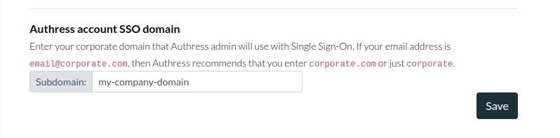 Corporate custom subdomain configuration