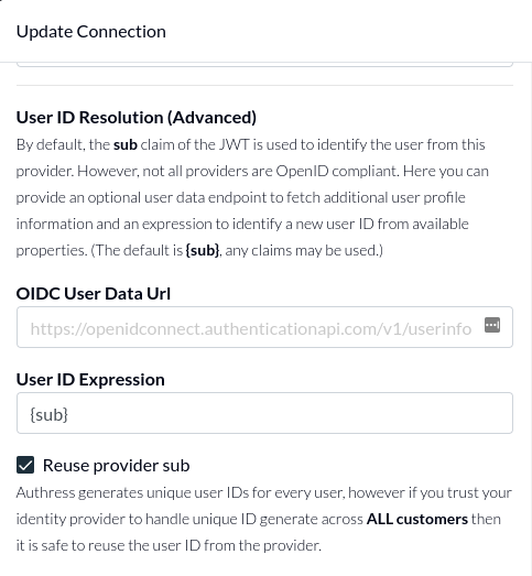 Authress OIDC user data trust